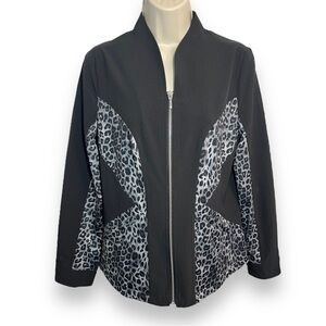 Zenergy by Chico’s Women’s Animal Print Black Jacket Size 0 (Small)